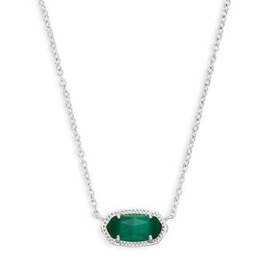 Kendra Scott Elisa Silver Pendant Necklace in Emerald Cat’s Eye